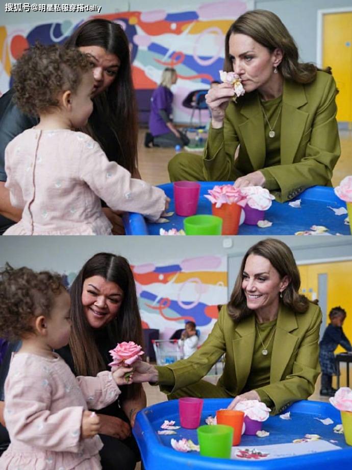 色”西装穿橄榄绿西装戴绿紫水晶耳环贵气高级AG真人凯特王妃恢复健康后越来越越爱“彩(图3)